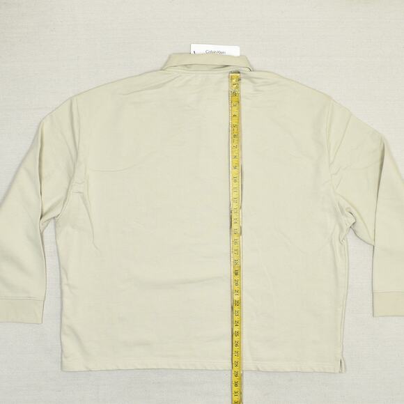 New Calvin Klein Men's 1/4 Zip Pullover Sweater Collared Beige Size 2XL Cotton - Picture 5 of 8